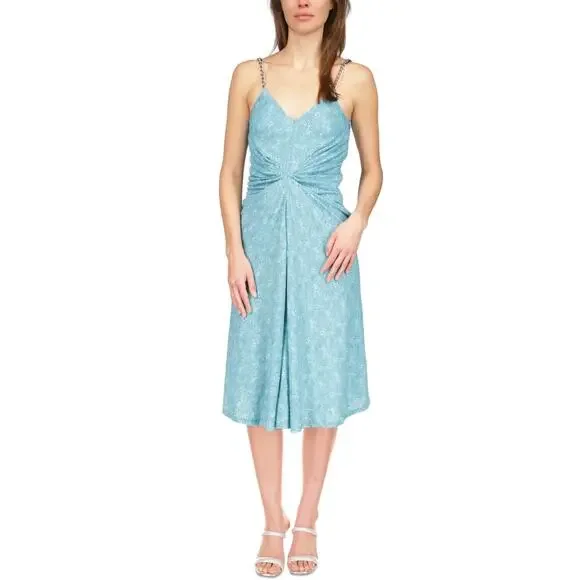 NWT Michael Kors Twist Chain Strap Camisole Dress, Blue, Women's Large - Picture 1 of 7